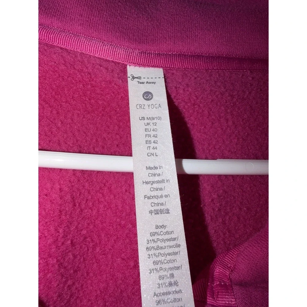 Crz Yoga Sweatshirt Womens Medium Pink 1/2 Zip Pink Scuba Style